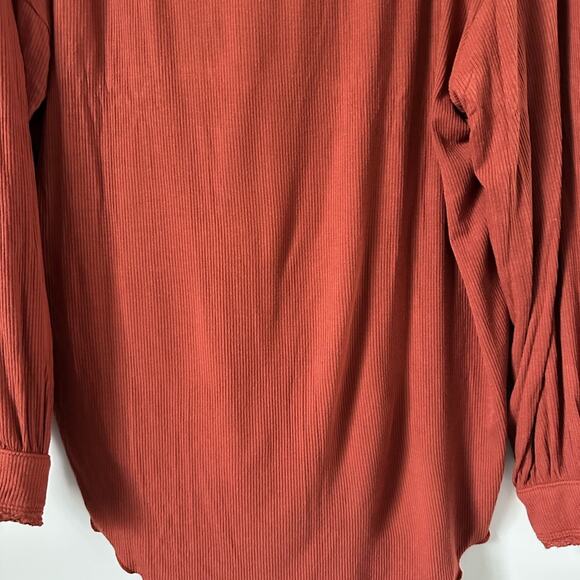 Free People Shimmy Shake Brown Ribbed Long Sleeve Top  size XS - Picture 8 of 11